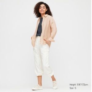 Uniqlo Light Blush Linen Long Sleeve Button Up